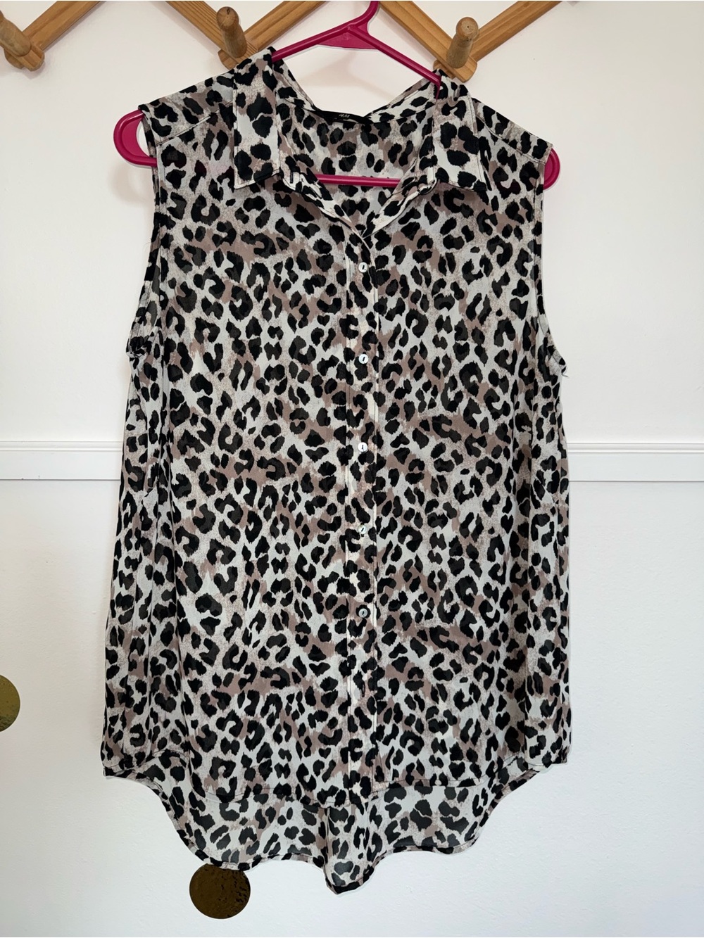 H&M Leopard Print Button-Down Top